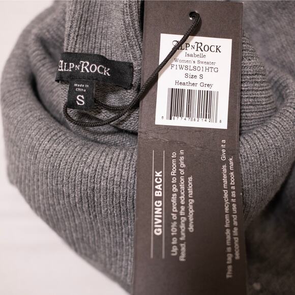 Alp N Rock Isabelle Sweater Gray Embroidered Apres Ski Winter Turtlenect S NWT - Picture 5 of 6